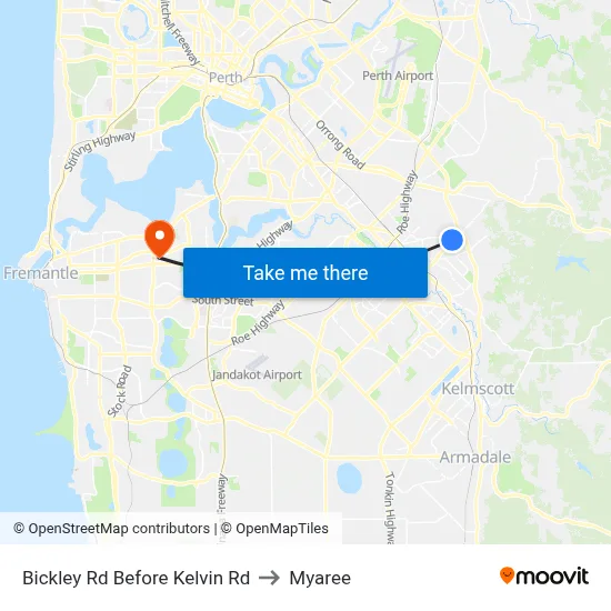Bickley Rd Before Kelvin Rd to Myaree map