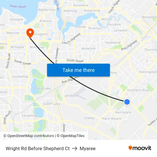 Wright Rd Before Shepherd Ct to Myaree map