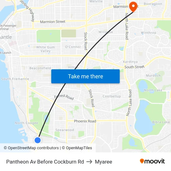 Pantheon Av Before Cockburn Rd to Myaree map