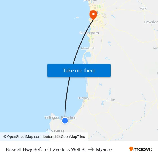 Bussell Hwy Before Travellers Well St to Myaree map