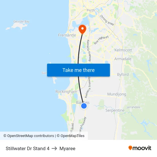 Stillwater Dr Stand 4 to Myaree map