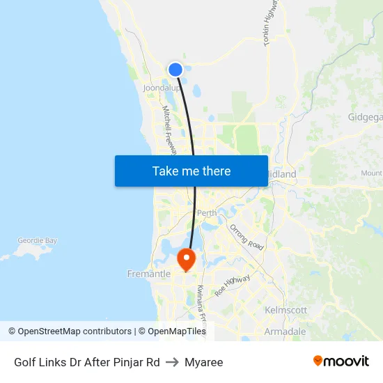 Golf Links Dr After Pinjar Rd to Myaree map