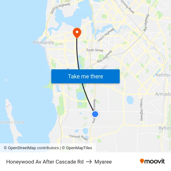 Honeywood Av After Cascade Rd to Myaree map