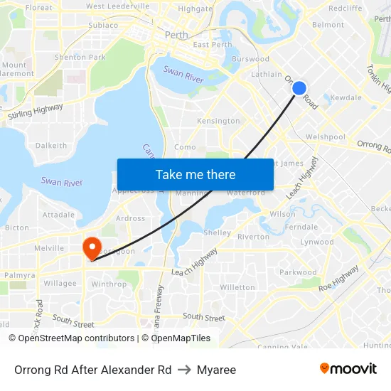 Orrong Rd After Alexander Rd to Myaree map