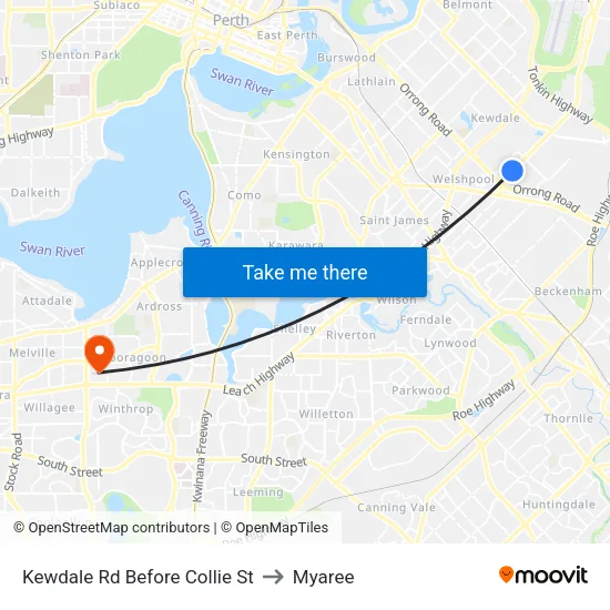 Kewdale Rd Before Collie St to Myaree map
