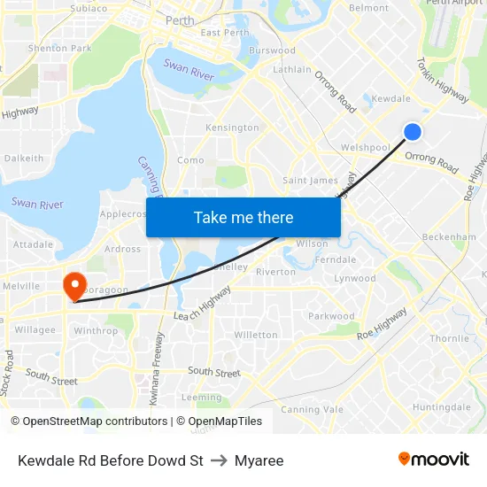 Kewdale Rd Before Dowd St to Myaree map