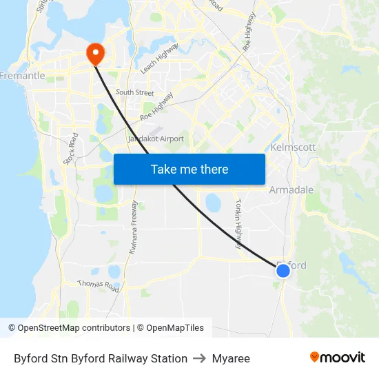 Byford Stn Byford Railway Station to Myaree map