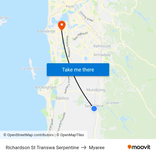 Richardson St Transwa Serpentine to Myaree map