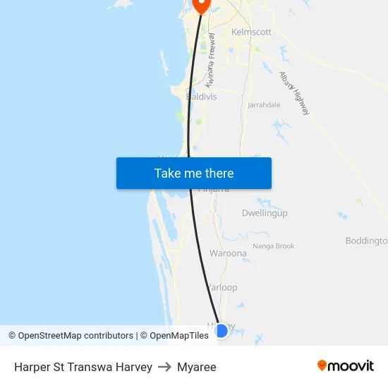 Harper St Transwa Harvey to Myaree map