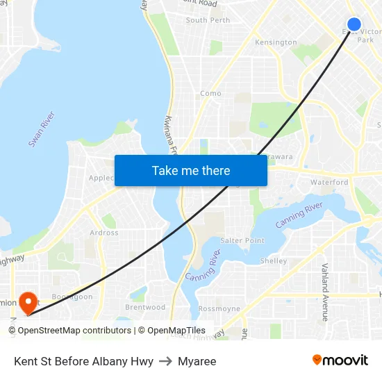 Kent St Before Albany Hwy to Myaree map