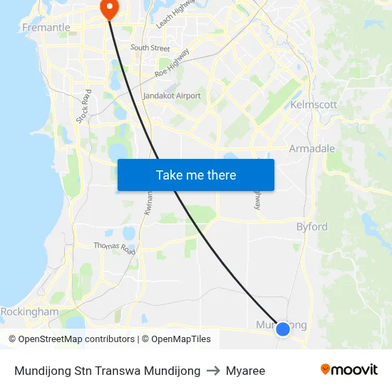Mundijong Stn Transwa Mundijong to Myaree map