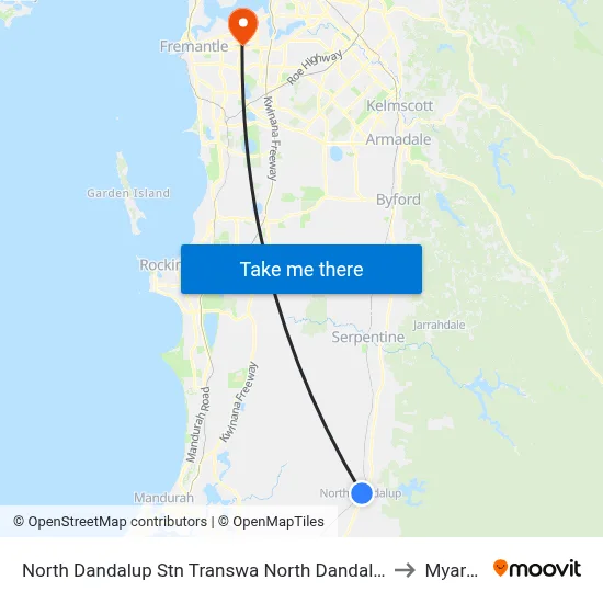 North Dandalup Stn Transwa North Dandalup to Myaree map