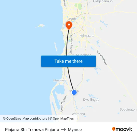 Pinjarra Stn Transwa Pinjarra to Myaree map