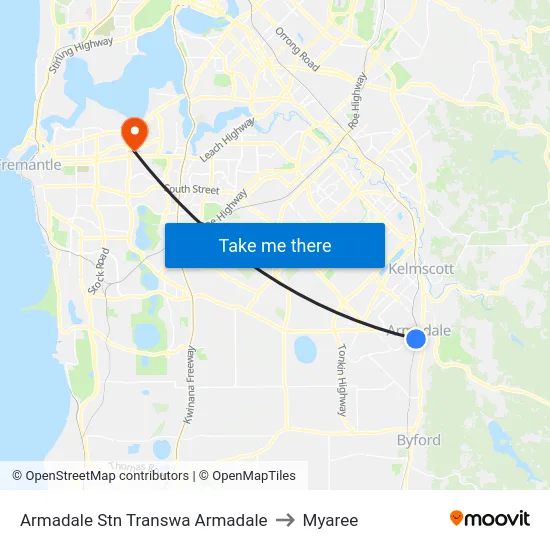 Armadale Stn Transwa Armadale to Myaree map