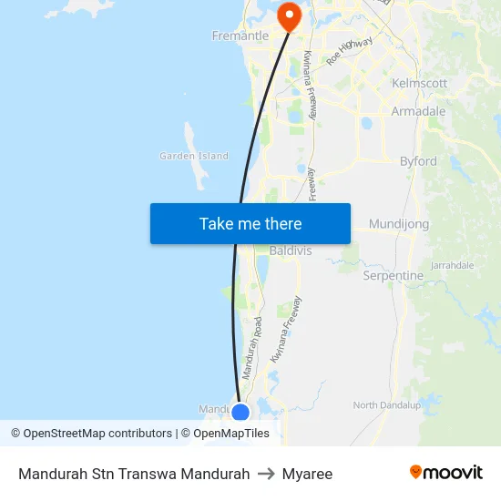 Mandurah Stn Transwa Mandurah to Myaree map
