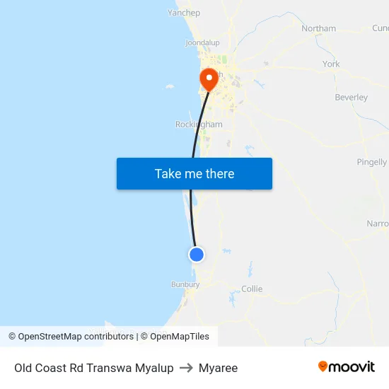 Old Coast Rd Transwa Myalup to Myaree map