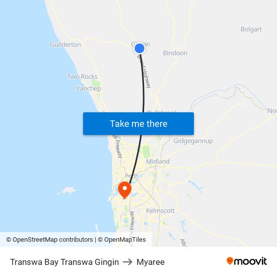 Transwa Bay Transwa Gingin to Myaree map