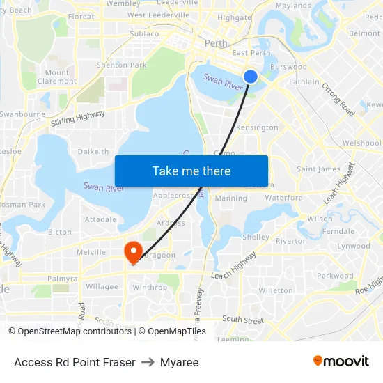 Access Rd Point Fraser to Myaree map