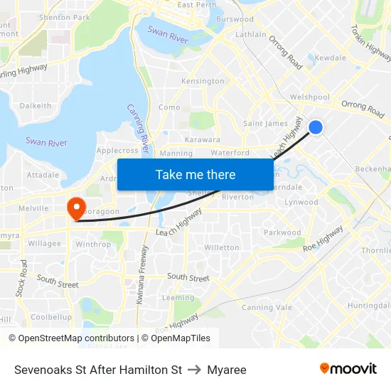 Sevenoaks St After Hamilton St to Myaree map