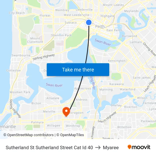 Sutherland St Sutherland Street Cat Id 40 to Myaree map
