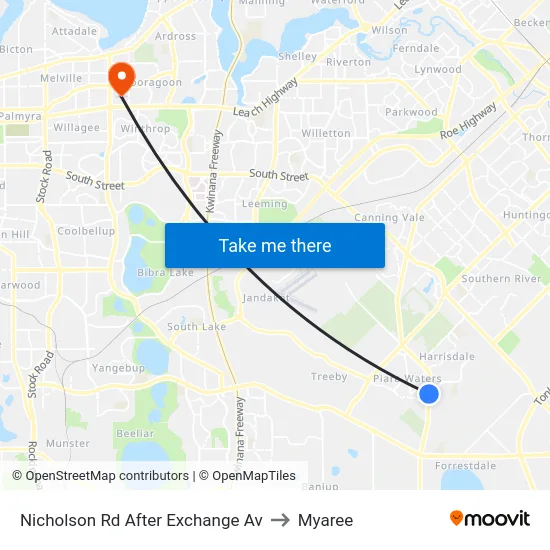 Nicholson Rd After Exchange Av to Myaree map