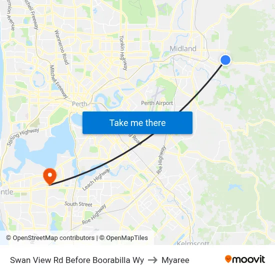 Swan View Rd Before Boorabilla Wy to Myaree map