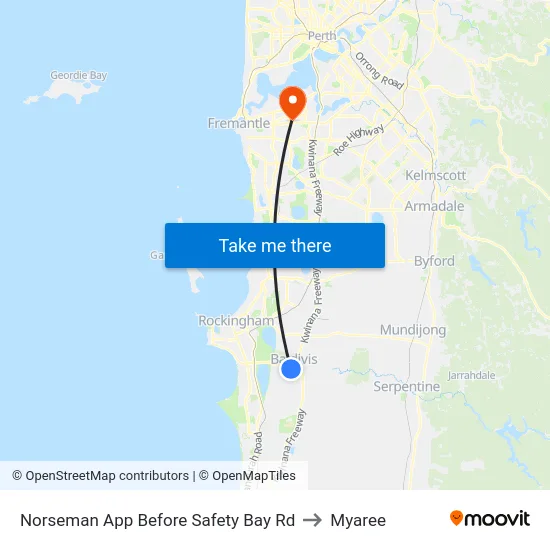 Norseman App Before Safety Bay Rd to Myaree map
