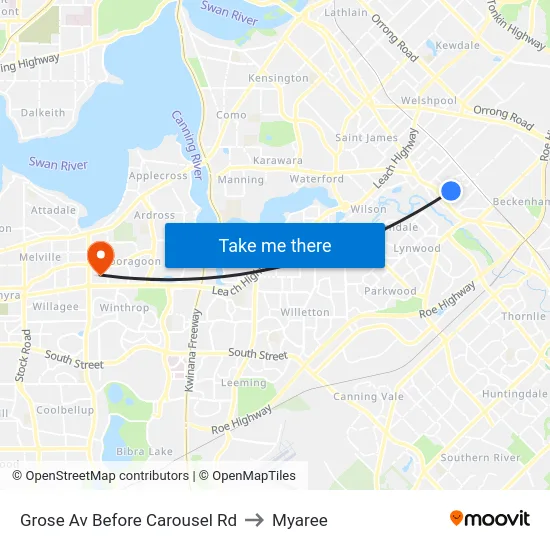 Grose Av Before Carousel Rd to Myaree map