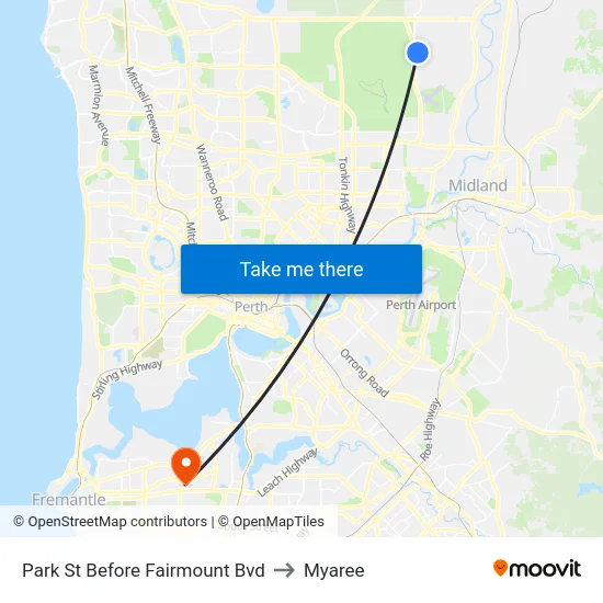 Park St Before Fairmount Bvd to Myaree map