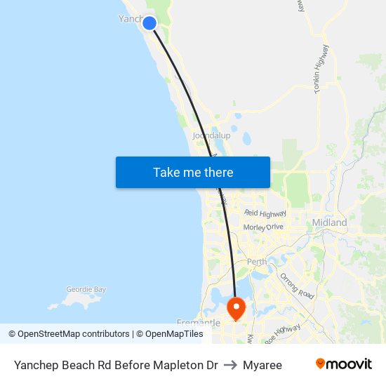Yanchep Beach Rd Before Mapleton Dr to Myaree map