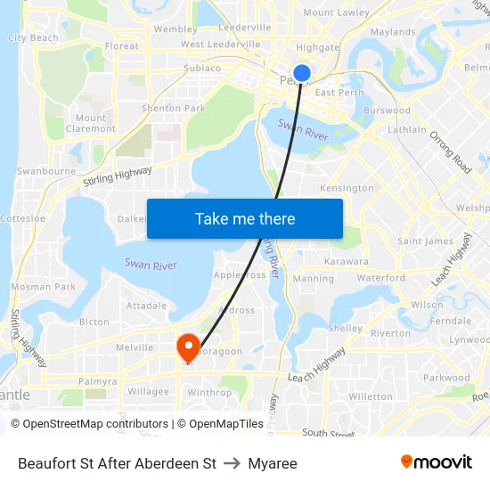 Beaufort St After Aberdeen St to Myaree map