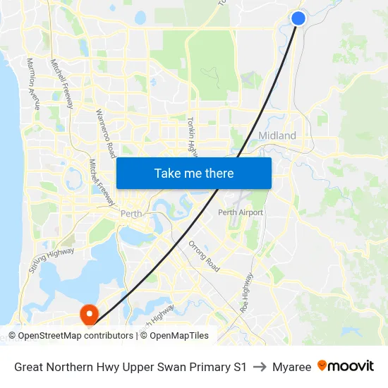 Great Northern Hwy Upper Swan Primary S1 to Myaree map