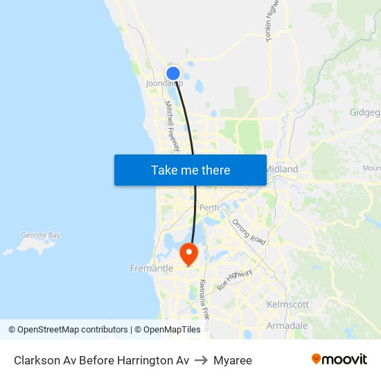 Clarkson Av Before  Harrington Av to Myaree map