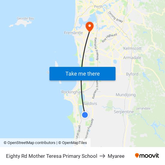Eighty Rd Mother Teresa Primary School to Myaree map