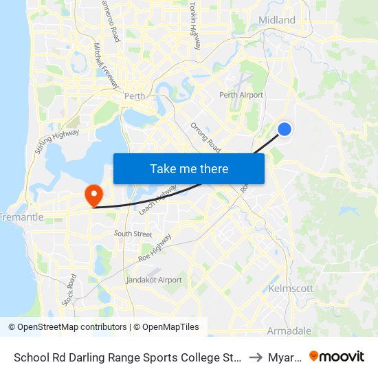 School Rd Darling Range Sports College Stand 3 to Myaree map