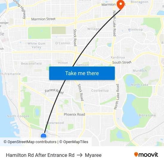 Hamilton Rd After Entrance Rd to Myaree map