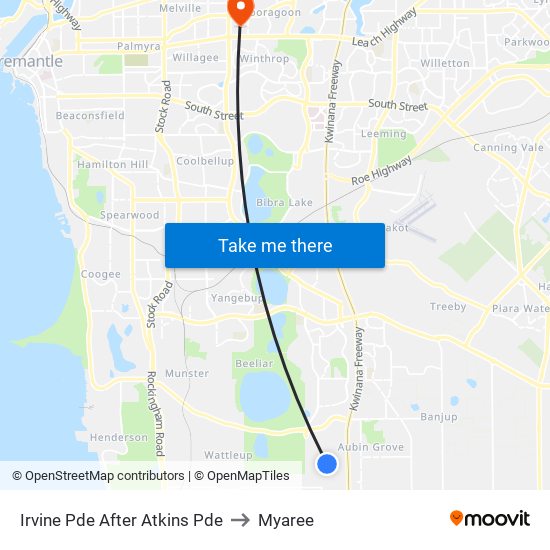 Irvine Pde After Atkins Pde to Myaree map