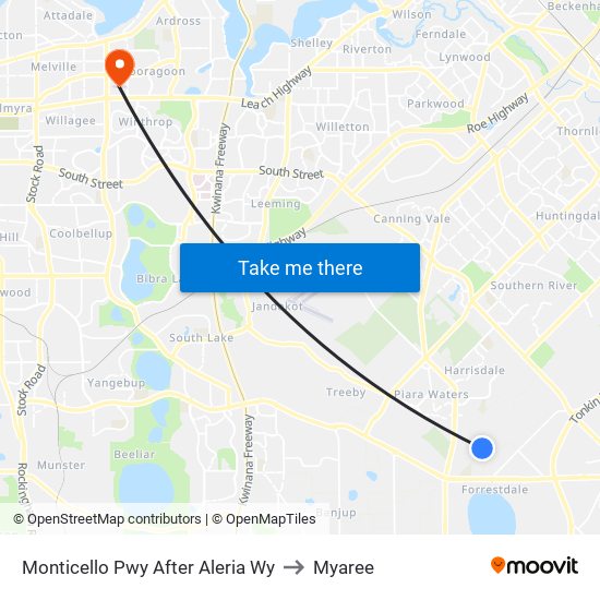 Monticello Pwy After Aleria Wy to Myaree map