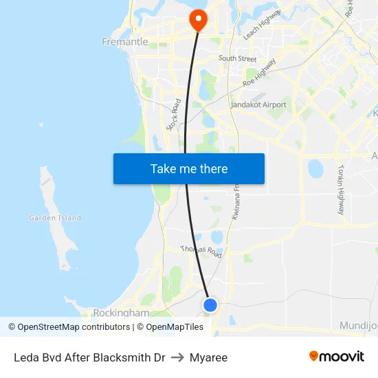 Leda Bvd After Blacksmith Dr to Myaree map