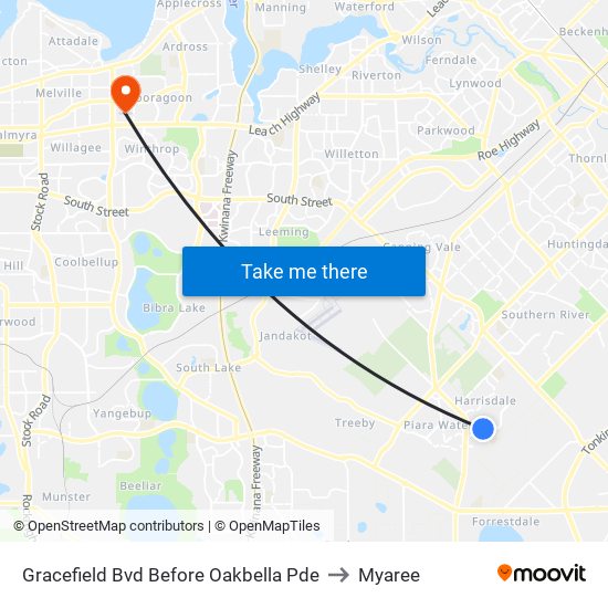 Gracefield Bvd Before Oakbella Pde to Myaree map