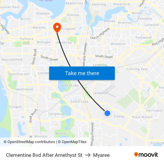 Clementine Bvd After Amethyst St to Myaree map