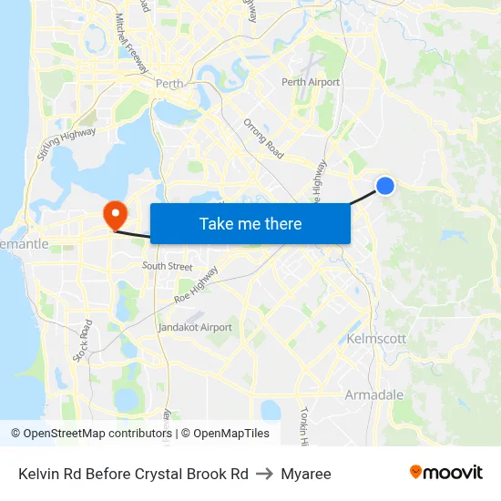 Kelvin Rd Before Crystal Brook Rd to Myaree map