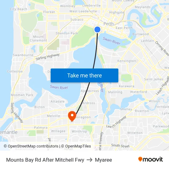 Mounts Bay Rd After Mitchell Fwy to Myaree map