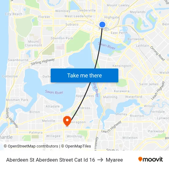 Aberdeen St Aberdeen Street Cat Id 16 to Myaree map