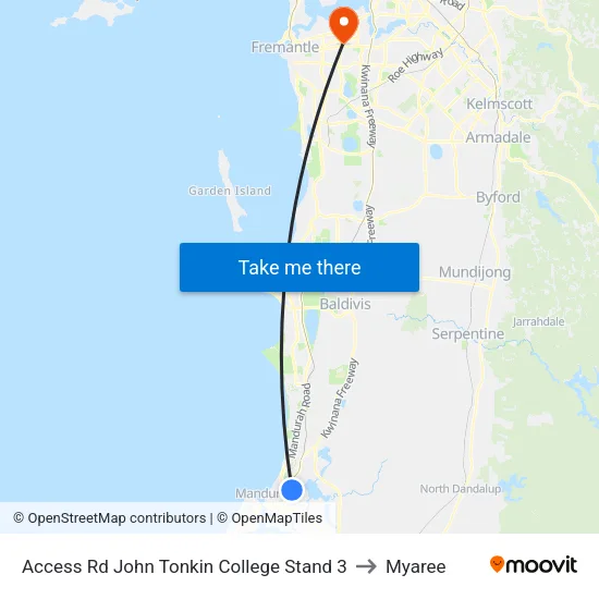 Access Rd John Tonkin College Stand 3 to Myaree map