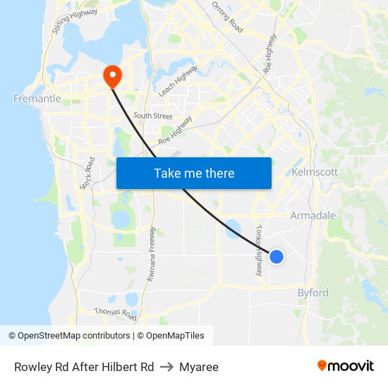 Rowley Rd After Hilbert Rd to Myaree map