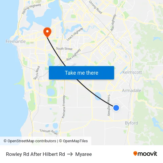 Rowley Rd After Hilbert Rd to Myaree map