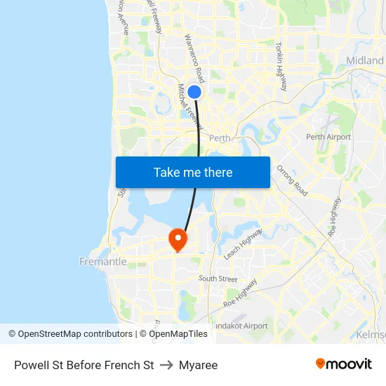 Powell St Before French St to Myaree map