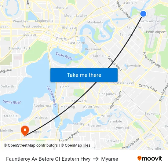 Fauntleroy Av Before Gt Eastern Hwy to Myaree map