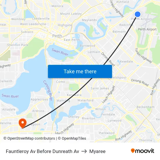 Fauntleroy Av Before Dunreath Av to Myaree map